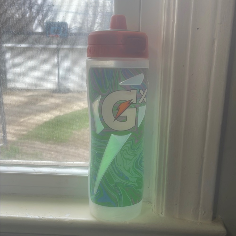 Gatorade Water Bottle with Green and Orange Design